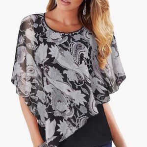 Floral Black and Gray Women's Blouse